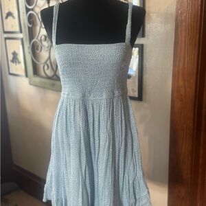 Abercrombie & Fitch Blue Smocked Sundress Knee-Length Sleeveless